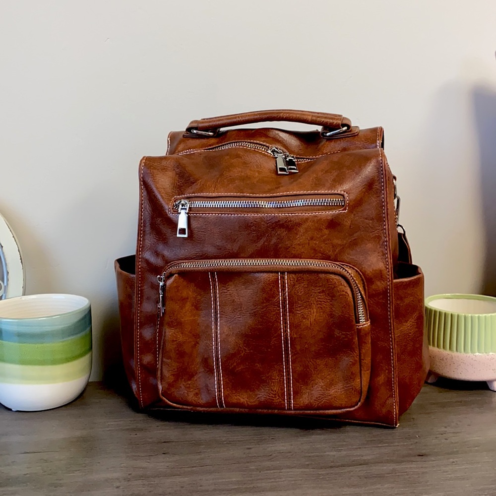FLAW*Brand NEW Ty Convertible Backpack in CAMEL🤎 - Picture 5 of 10